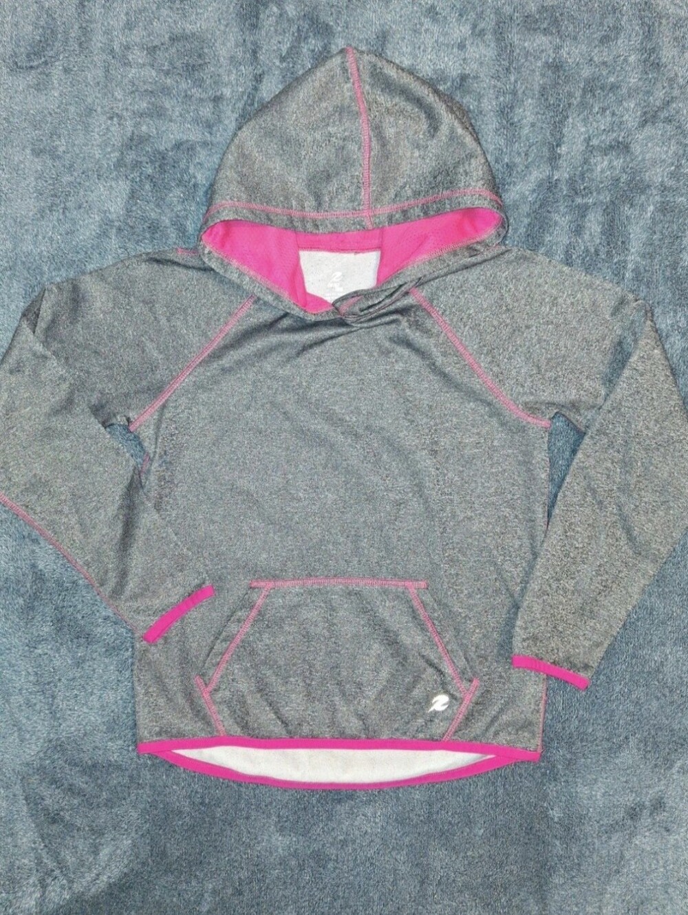 Energy Zone Gray & Pink Girls Hooded Pullover Sweatshirt